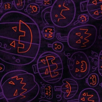 Spooky Scary Jack-O-Lanterns in Purple ROTATED 