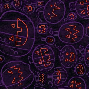 Spooky Scary Jack-O-Lanterns in Purple ROTATED 