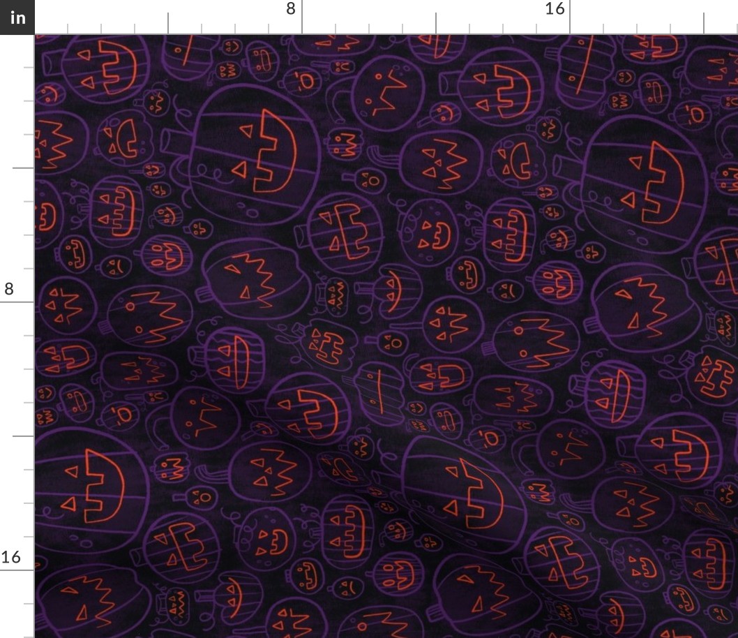 Spooky Scary Jack-O-Lanterns in Purple ROTATED 