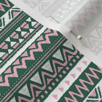 Aztec folklore indian pattern in winter forest green pink