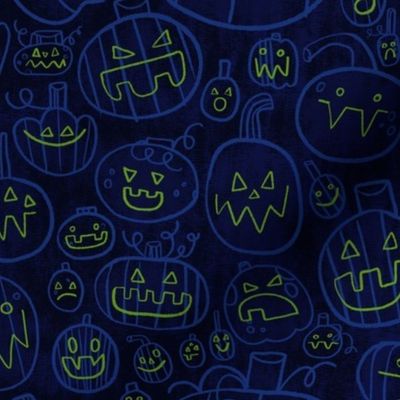 Spooky Scary Jack-O-Lanterns in Blue