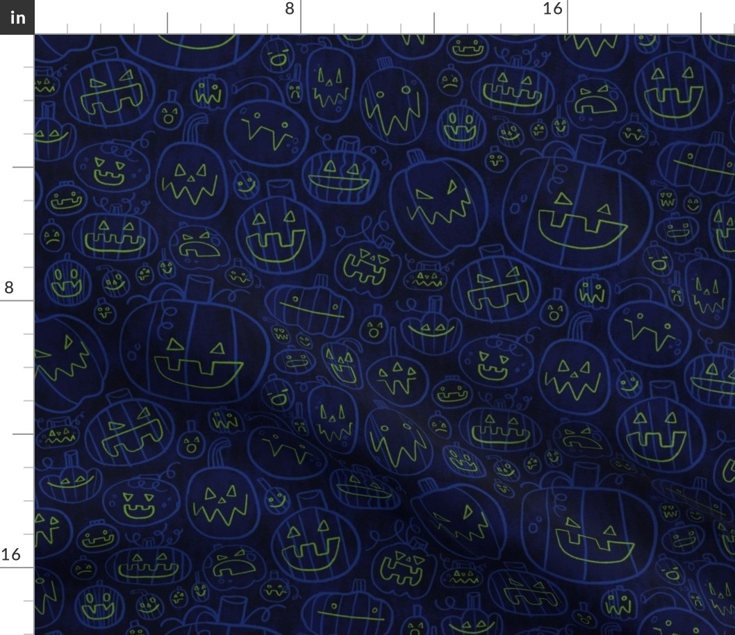 Spooky Scary Jack-O-Lanterns in Blue