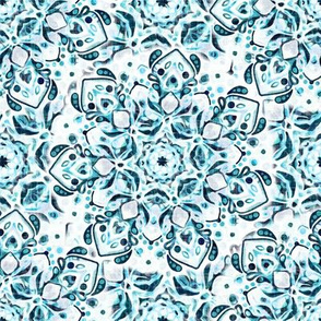 Stained Glass Mandalas - Aqua Snowflake (Medium Version) 