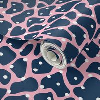 Trendy minimal animal print abstract giraffe spots and dots winter navy blue pink