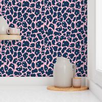 Trendy minimal animal print abstract giraffe spots and dots winter navy blue pink