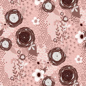 Whimsy Floral | Eraser Pink|Monochrome|Renee Davis