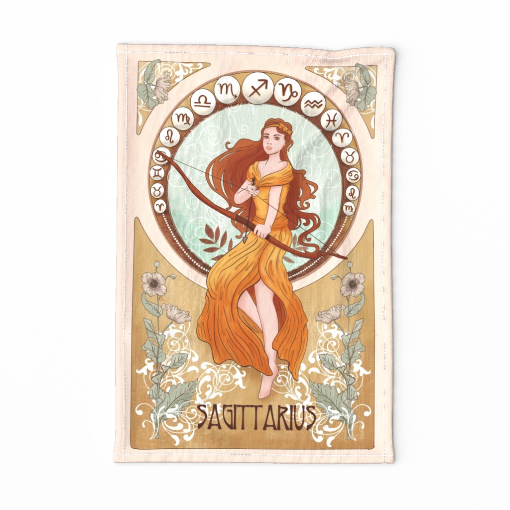 Art Nouveau - Sagittarius tea towel