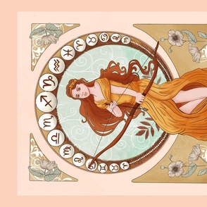 Art Nouveau - Sagittarius tea towel