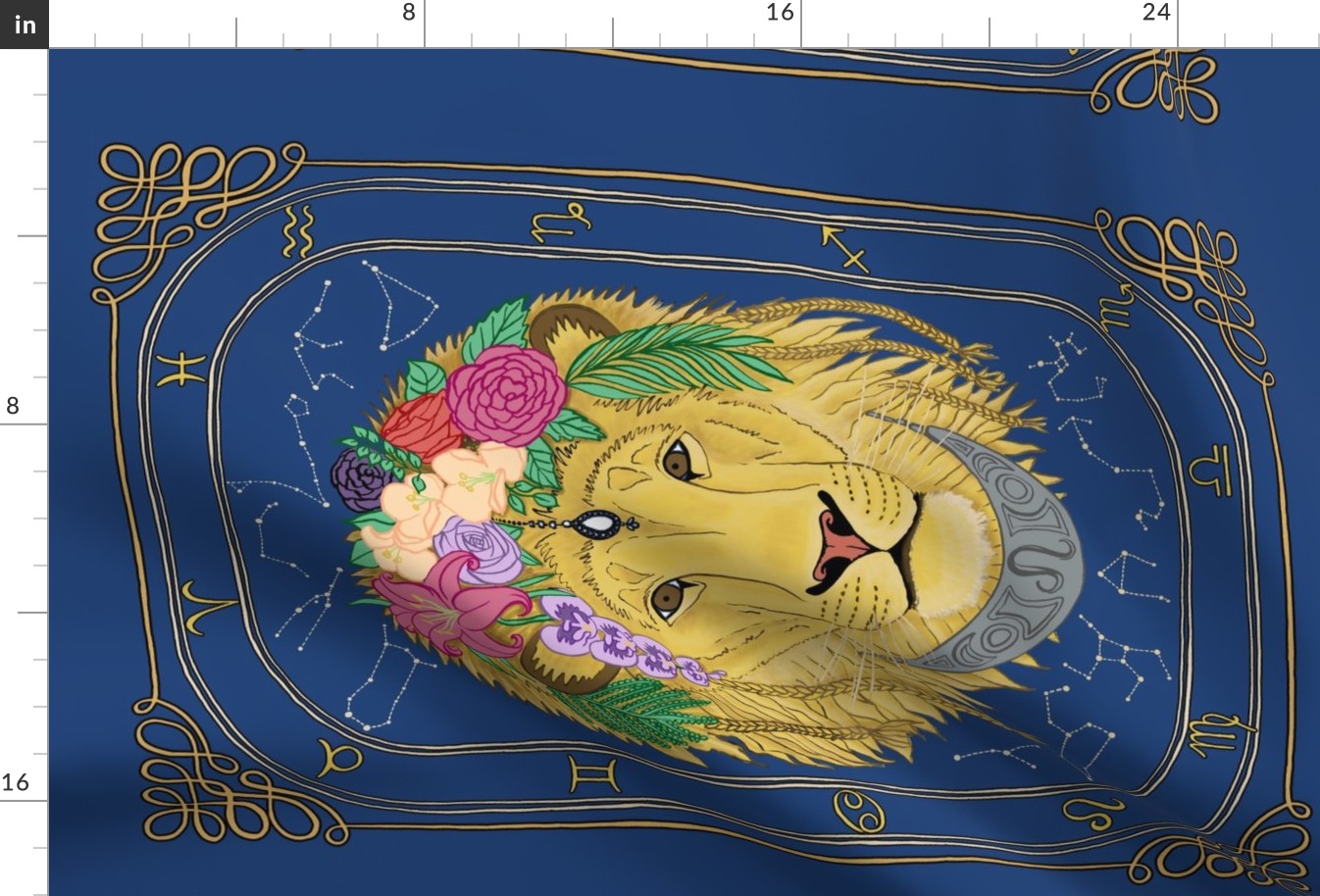 Leo the Lion Astrology Tea Towel by Gabrielle Cave