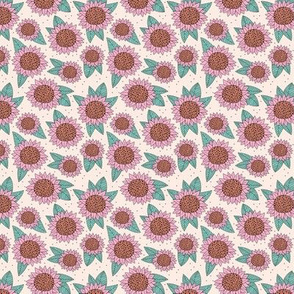 Boho sunflower lush garden autumn winter botanical lush flower blossom park pink cinnamon green SMALL