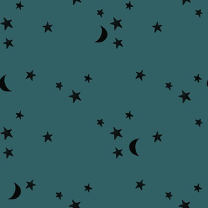 stars and moons // black on mallard