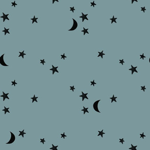 stars and moons // black on colonial