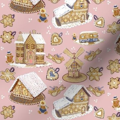 Gingerbread Cottages on Pink