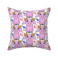 spoonflower piggie pink grey leaves 2