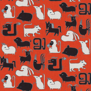 Chinese Zodiac Animals {Red}