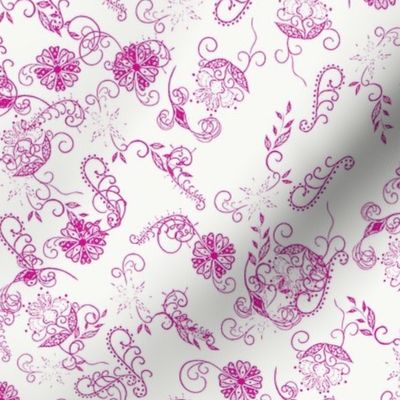 Pink and White Ornate Whimsy Floral