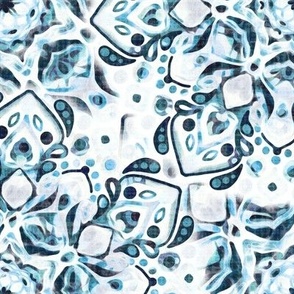 Stained Glass Mandalas - Aqua Snowflake (Large Verion)