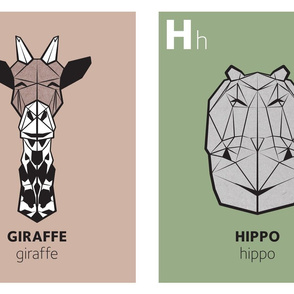 G and H - Geometric animal alphabet panels // green alphabet version
