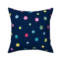 Watercolour Polkadots on Navy