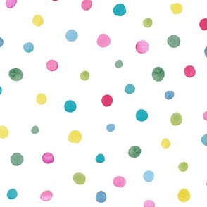 Watercolour Polkadots on White