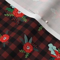 christmas floral fabric - red floral, christmas floral, poinsettia fabric - burgundy