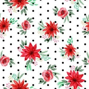 christmas floral fabric - red floral, christmas floral, poinsettia fabric - dots