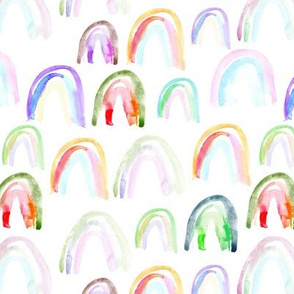 Watercolor rainbows • colorful painted pattern for nursery, kids