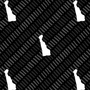 Delaware State Shape Stripe Pattern Black and White