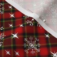 snowflake plaid  fabric - green and red plaid, green and red tartan, holiday fabric, christmas winter fabric