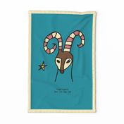 Retro Zodiac Capricorn Tea Towel