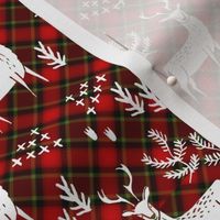 christmas plaid deer fabric - christmas tartan, christmas deer, woodland deer, christmas fabric