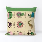 Retro Zodiac Green Tea Towel