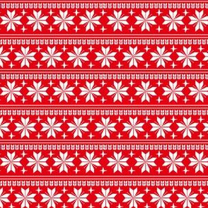 nordic christmas fabric - knit sweater fabric, ugly sweater fabric, scandi christmas fabric, winter cross fabric - bright red