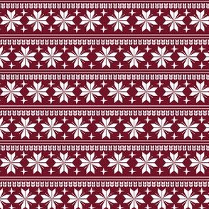 nordic christmas fabric - knit sweater fabric, ugly sweater fabric, scandi christmas fabric, winter cross fabric - burgundy