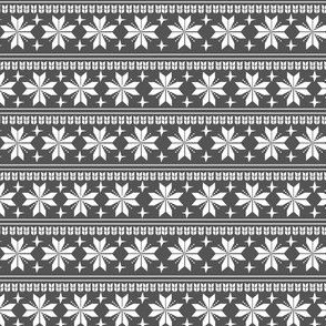 nordic christmas fabric - knit sweater fabric, ugly sweater fabric, scandi christmas fabric, winter cross fabric - charcoal