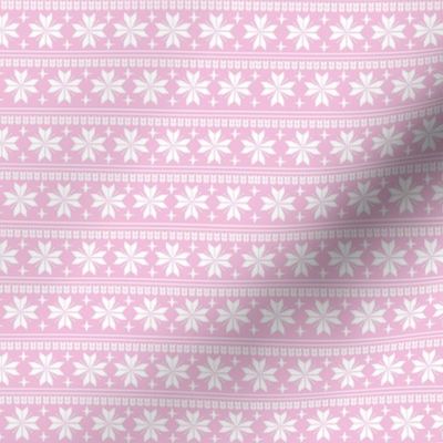 nordic christmas fabric - knit sweater fabric, ugly sweater fabric, scandi christmas fabric, winter cross fabric - pink