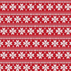 nordic christmas fabric - knit sweater fabric, ugly sweater fabric, scandi christmas fabric, winter cross fabric - red