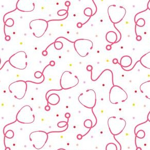 stethoscopes - pink multi polka dots - nursing - LAD19