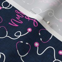 nurse life - stethoscopes - pink on blue - nursing - LAD19