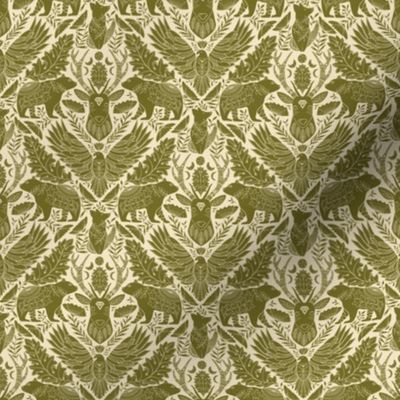 Wildlife 4 Inches fabric, mossy forest Green, bear deer eagle fox