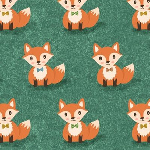 Fancy Foxes on Textured Green