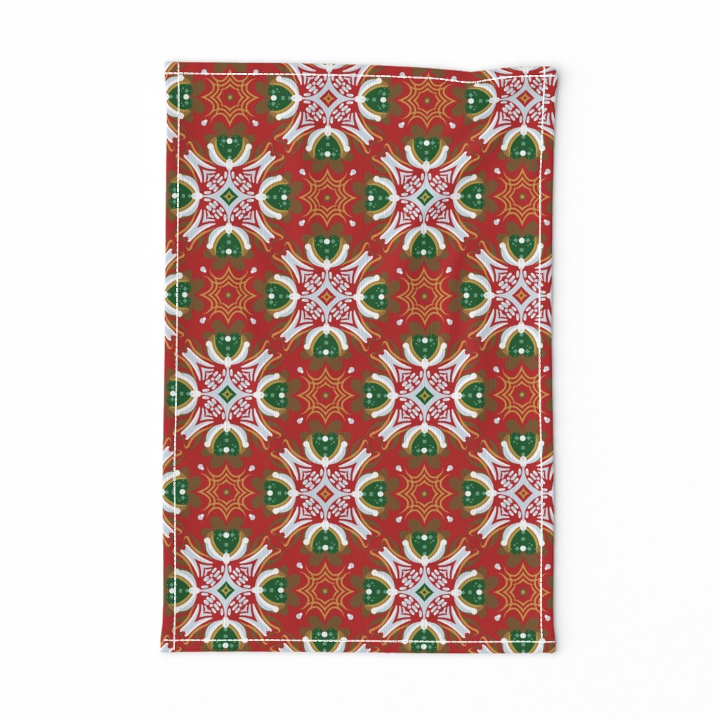 8” Gingerbread Square 1 | Red • Green