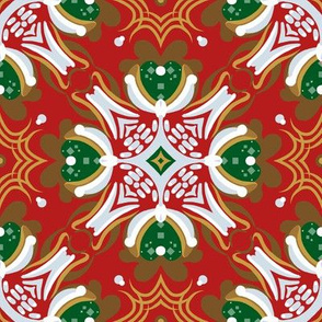 8” Gingerbread Square 1 | Red • Green