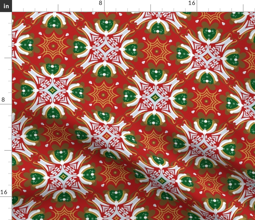 8” Gingerbread Square 1 | Red • Green