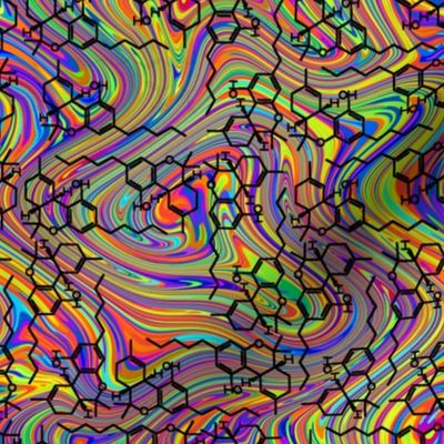 THC Molecular Swirl - Black on Rainbow