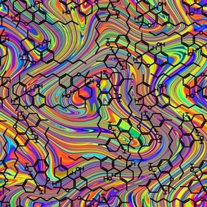 THC Molecular Swirl - Black on Rainbow