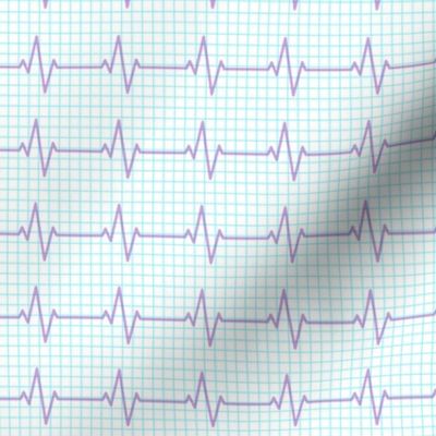 EKG - heart beat - sinus rhythm - purple on blue - LAD19