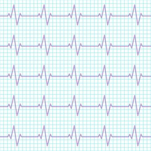 EKG - heart beat - sinus rhythm - purple on blue - LAD19