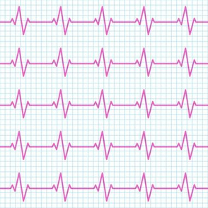 EKG - heart beat - sinus rhythm - pink on blue - LAD19