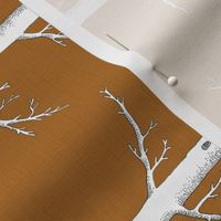 Birch Trees on Rust Linen, Rotated // large